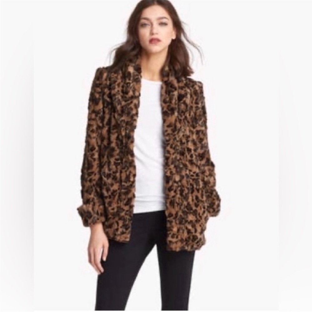 Alice + Olivia Faux Fur Leopard Jacket small